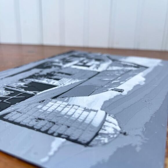 3D Printed Wall Art, Barn with Silo, Textured Art - Picture 4 of 10